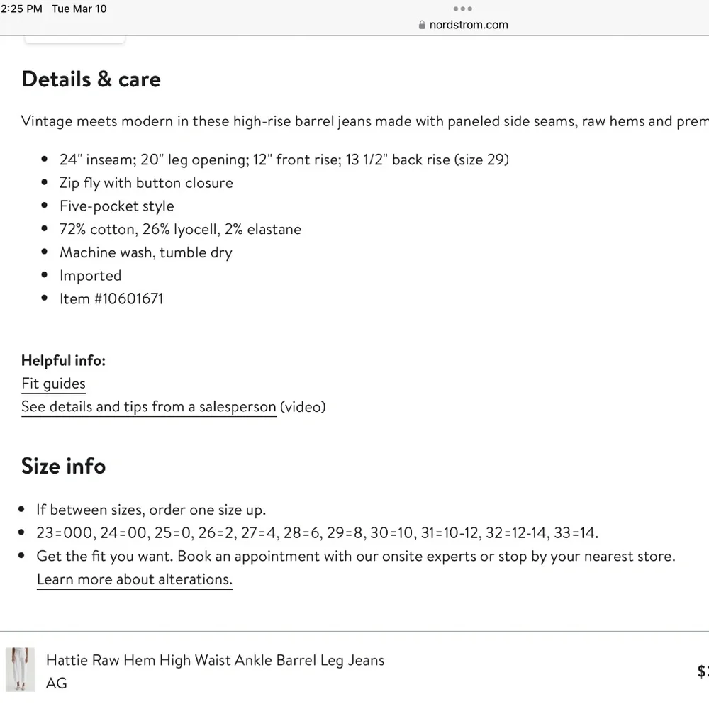 AG Jeans Hattie High Rise Raw Hem Ankle Barrel in Gallery White Size 28 - Picture 4 of 7